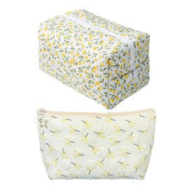 2 Pieces Of Floral Makeup Bag, Ladies Storage Bag, Cute Makeup Bag, Large-Capacity Toiletry Bag, Travel Supplies.