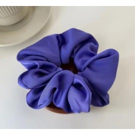 Elegant Satin Scrunchie - Soft, Silky Hair Tie for Women & Girls | Solid Color, Simple Style Ponytail Holder (Blue)
