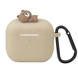 Wonhibo for Airpods 3 Case, Cute Kawaii Animal Cover for Airpod 3rd Gen 2021 Generation with Keychain (Khaki Bear)