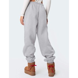 FACDIBY Women's Fleece Lined Sweatpants High Waist Drawstring Sweat Pants Baggy Athletic Pants with Pockets,Grey M