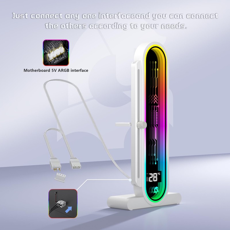 ARGB GPU Support Bracket with Temperature Display（Ambient Case Temp），5V 3pin