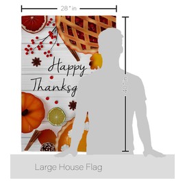 Breeze Decor Thanksgiving Pies House Flag Eagle Set Fall Turkey Give Thanks Gobble Pumpkin Season Autumntime Cornucopia Decoration Banner Small Garden Yard Gift Double-Sided, Thick Fabric, Made In USA