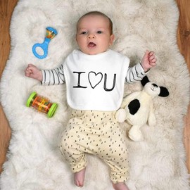 Azeeda 'I Love You' Soft Cotton Baby Bib (BI00005755)