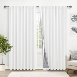 XWZO 100% Blackout Curtain 84 Inches Length 2 Panels Set - Extra Wide Thermal Insulated Noise Reducing Heat Blocking Drapes for Bedroom with Tiebacks, Rod Pocket/Back Tab, Ivory, W70 x L84, 2 Pieces