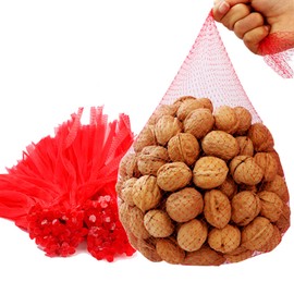 TEMUCY Plastic Mesh Produce Bags, 24 Inch Seafood Boil Bags for Crawfish Crab Shellfish Cooking (Red-100PCS)