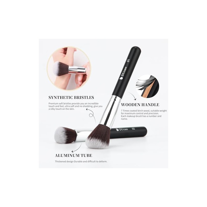 Ducare Brochas Maquillaje Profesionales 15pcs Set Brocha Kabuki Base Mezcla