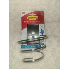 Command Satin Nickel Hair Dryer Holder, Rust Resistant, Holds 3 LB NEW