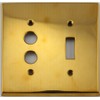 Unlacquered Polished Brass 2 Gang Combination Switch Plate - 1