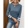 EADINVE Women Crewneck 3/4 Sleeve Tops Fall Casual Color Block