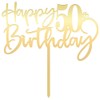 Decoración para tartas de cumpleaños 50, acrílico dorado con espejo,