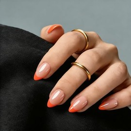 Uñas postizas almendradas con punta francesa corta y pegamento, uñas postizas nude naturales en 15 tamaños, kit de 30 uñas postizas de gel suave para 