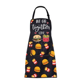 ENSIANTH We Go Together Like Hamburger and Fries Apron Fast Food Lover Gifts Cooking Kitchen Chef Baking BBQ Grill Apron (burger fries apron)