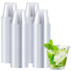 Clawsoff 300 Pack 9 oz Clear Plastic Cups, Disposable Cocktail Cups for Party, Wedding, PET Plastic Cup Bulk, Fancy Party Drinking Cup, Clear Tumblers for Cold Beverage