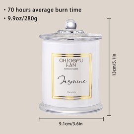 Chloefu LAN Jasmine Candle, Mothers Day Gifts Candles for Women, Scented Candles for Home Decor, Luxury White Natural Soy Candle, Wedding, Bachelorette & Bridal Shower Gift for Bride, 70 Hours 10 oz