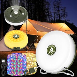 PQETBV Camping Fairy Lights, Camping Lantern with 5 Lighting Modes, Camping Fairy Lights, Rollable, Durable and Waterproof, 10 m Portable Camping Lamp for Camping, Garden and Hiking