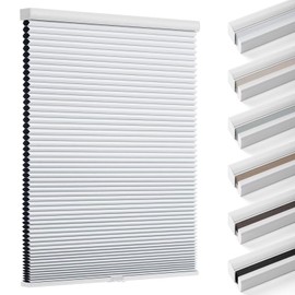 Changshade Blackout Blinds, Cordless Cellular Shades, Honeycomb Blackout Shades, Room Darkening Blinds, Pull Down Window Shades, Easy to Install Honeycomb Window Blinds for Home&Office, White