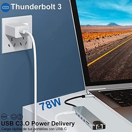 USB C Hub,8 en 1 Adaptador USB C Hub a HDMI 4K,Adaptador USB C a Ethernet,Ethernet LAN Adaptador,Concentrador USB Adaptador 5Gbps,Lector de Tarjetas