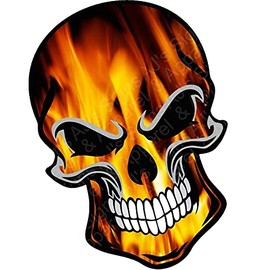 Flaming Skull Vinyl Sticker Decal Cars Trucks Vans Walls Laptop