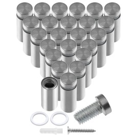 Luomorgo 24 Pcs 1/2" x 1.18" Stainless Steel Standoff Screws, Wall Sign Standoff Mounting Hardware Advertising Glass Standoff Nail for Hanging Acrylic Picture Frame, Silver