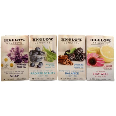 Bigelow Benefits Super Every Day Tea Bundle - 4 Boxes of Herbal Tea