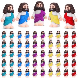 Bememo 50 Pcs Mini Jesus Figures Original Design Jesus Toys Little Jesus Figures to Hide and Seek Sunday School Religious Party Favors Gift (Multicolor)