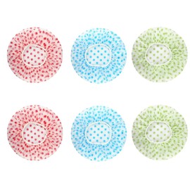 JZK 6 x Waterproof shower cap reusable plastic hair cap bath cap for hair salon, home use, travel and spa for girl women and men