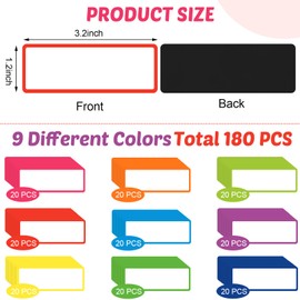 Kanayu 180 Pcs Magnetic Dry Erase Labels Reusable Magnetic Name Plate Tags Colorful Border Labels Strips Magnets Erasable Tags for Whiteboard Locker Fridge Classroom School(3.2" x 1.2")