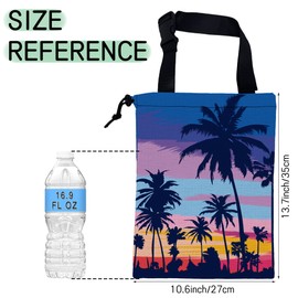 NHNXHWIA Palm Trees Car Garbage Bag,Sunset Waterproof Small Car Trash Bag Hanging Back of Seat,Drawstring Hanging Car Trash Bag with Adjustable Buckle for Car Accessories
