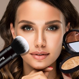 NOVIIML rush Kabuki Face Brushes Retractable Travel Blush Brush Portable Flawless for Foundation, Powder Blush, Bronzer, Buffing, Liquid, Cream, Cruelty Free with Cover(Round-Head)