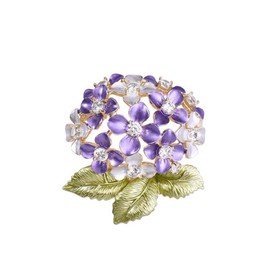 Purple Lilac Flower Brooches for Women Collar Hydrangea Wedding Bouquet Brooch Crystal Scarf Flowers Art Deco Lapel Pin Elegant Accessories Jewelry Valentines Day Gifts for Girlfriend Teacher Gift