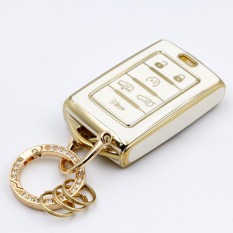 CHQLPBF 2pcs Key Fob Cover with Metal Keychain Compatible with