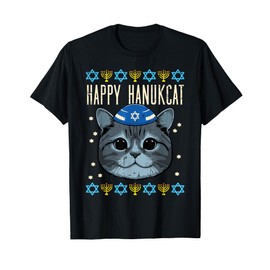 Hanukkah Cat Happy Hanukcat Ugly Chanukkah Women Men Kids T-Shirt