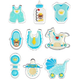 Baby Shower Series Cookie Cutters Set of 9 pcs, Stainless Steel Fondant Cutter Molds Baking DIY