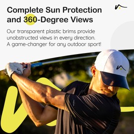 VISTO Unstructured Sports Hat with See-Through Brim - Visual Clarity, No Glare & Complete UV Sun Protection with 360-Degree Views - 100% Chino Cotton with Adjustable Velcro Closure - Black