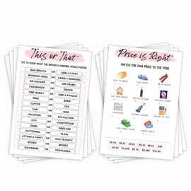 Juegos de fiesta de cumpleaños 80, juegos de fiesta de cumpleaños de 1944, juego de tarjetas de doble cara que incluye el precio es correcto, juegos de esto o aquel, suministros de fiesta de cumpleaños para adultos, paquete de 30 tarjetas