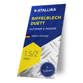 ATALLIKA Duett Aluminium Checker Plate [350 x 300 mm, 1.5/2 mm] - Aluminium Sheet with 2 Tear Structure [Non-Slip & Weatherproof] for Outdoor and Indoor Use - Precise Sheet Metal Cut from Germany