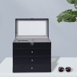 YIYIBYUS Glasses Box,4 Layers 24 Slots Glasses Display Case Storage Box Sunglasses Eyeglass Organizer Case