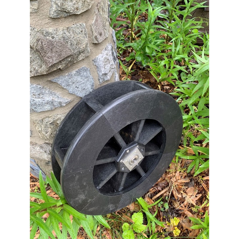 Amish-Made Small Round Black Poly Decorative Water Wheel