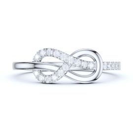 PRSTANI Real 10K White Gold Tie The Infinity Love Knot Simulated Diamond Intertwined Ring Promise Ring (4)