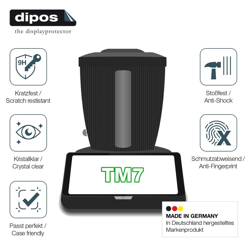 dipos 2 x Screen Protector 9H Compatible with Vorwerk Thermomix