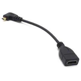 Audio Fan Micro HDMI Converter Cable, 90 Degree Right Angle, Black, 15cm
