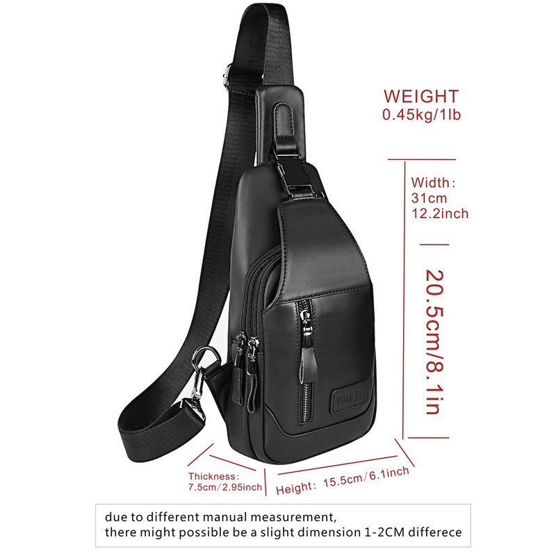 Leather Sling Bag Purse Chest Shoulder Backpack,Crossbody Bags for Men