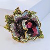 DREAMLANDSALES Luxurious Designer Gold Tone Multi Color Leaves Pink Rhinestone