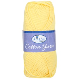 Threadart 100% Pure Cotton Crochet Yarn | Lt. Yellow | 50 Gram Skeins | Worsted Medium #4 Yarn | 85 yds per Skein - 30 Colors Available