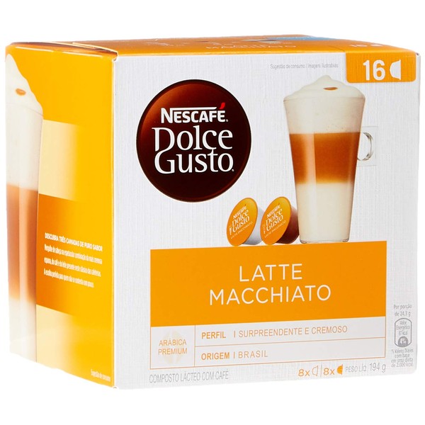 Nescafe Dolce Gusto Latte Macchiato Coffee, 16 Capsules/Box (Nes27326)