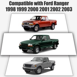 EDIETH Black Oxford Fabric 60/40 Split Seat Covers for Ford Ranger 1998 1999 2000 2001 2002 2003 - Highback Bench Design Durable Water-Resistant Protectors with Non-Slip Backing