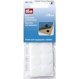 Prym weiß 968705 Haftpunkte selbstklebend, Polyamid: 100%, Ø 19 mm, 8 Paar