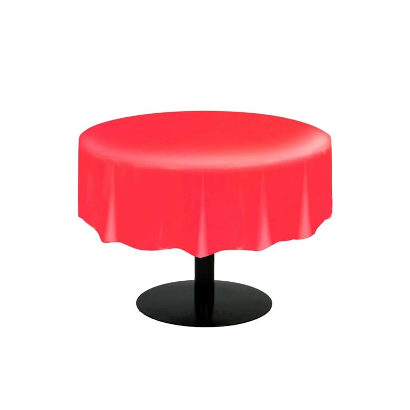 Red Solid Round Plastic Table Cover (213cm) 1 Count –