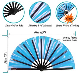 HeyToo 13inch Glitter Women Handheld Fan With Shining Transparent Fan Rib for Wedding,Church,Festival,Dance,Party Prom,Club,EDM Accessory Shining Pink