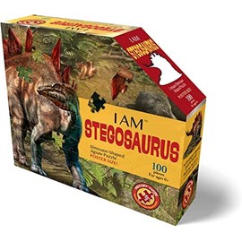 Madd Capp Stegosaurus 100 Piece Jigsaw Puzzle for Ages 6 and Up- Unique Animal-Shaped, Poster-Sized, Pieces are Oversized, Educational Madd Capp Fun Facts, Mulitcolor (Stegosaurus 100/4025)